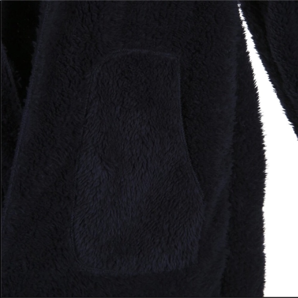 2 Left! Black Hooded Teddy Sweater with Pockets - Picture 7 of 7
